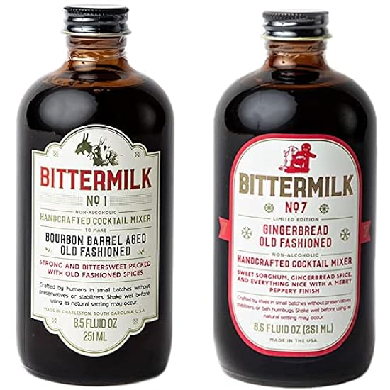 Bittermilk No.1 & No.7 Gingerbread Old Fashioned Mix – Cocktail Mixer Set – Old Fashioned Drink Mixer - Seasonal Holiday Cocktail Gift - All Natural Ingredients, Makes 34 Cocktails… 444058643