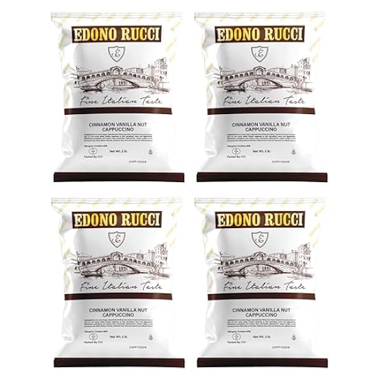 Edono Rucci Powdered Cappuccino Mix, Cinnamon Vanilla Nut 4 bags 2 lbs Each Medium Roast 985070934
