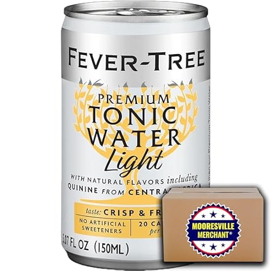 Fever-Tree Premium Tonic Water Light, 150 ml, 24 Cans with Mooresville Merchant Decal 939817065