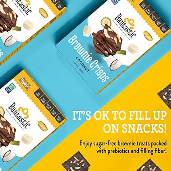 Bantastic Brownie Keto Snack, Coconut Crisps - Crunchy Thin, Naturally Sweet Sugar Free Brownies Snack with Coconut Chips, Gluten Free, Low Carb, Dairy Free, 3 Oz Ea (Pack of 6) 883992567