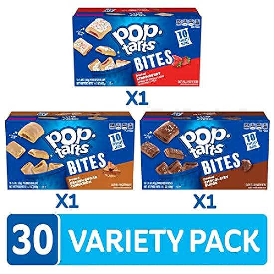 Pop-Tarts Baked Pastry Bites, Kids Snacks, School Lunch, Variety Pack (3 Boxes, 30 Pouches) 448606536