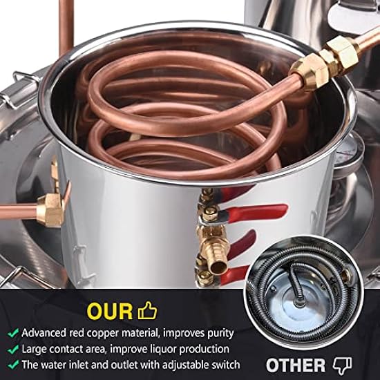 Suteck Alcohol Still 13.2Gal 50L Stainless Steel Alcohol Distiller Copper Tube Spirit Boiler W/Thumper Keg and Build-in Thermometer for Home Brewing and DIY Whisky Wine Brandy Making, Included Pump 409254581
