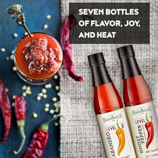 Hot Sauce Gift Sets Collection | Variety Pack Hot Sauces Valentines Day Gift Sets | Gluten Free - Vegan Gifts for Men Women Teens Children | Sauce Variety Set includes 7 Bottles 3 fl. oz. 258886377
