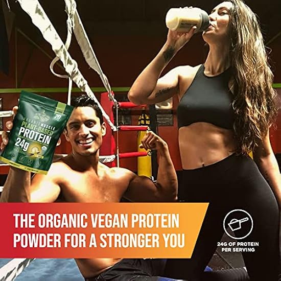 Organic Muscle Organic Vegan Protein Powder - Plant Based Vanilla Protein Powder with Pea, Hemp, Brown Rice, Chia Seed & Amino Acids - Low Calorie for Muscle Growth & Speed Recovery 803806476