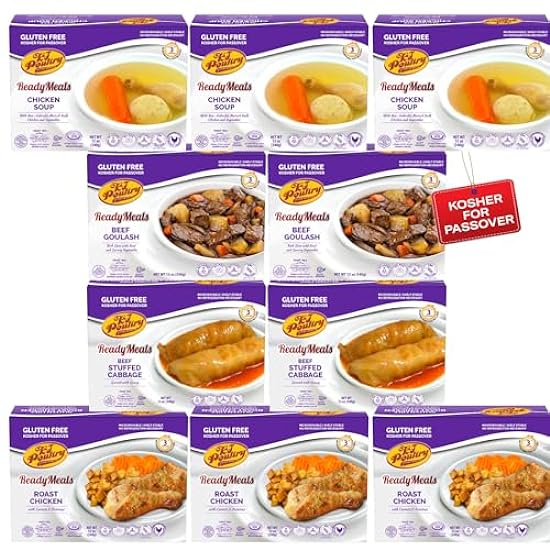 Kosher MRE Meat Meals Ready to Eat (10 Pack Variety - Beef, Chicken & Turkey) Prepared Entree Fully Cooked, Shelf Stable Microwave Dinner - Travel, Military, Camping, Emergency Survival Protein Food 773761094