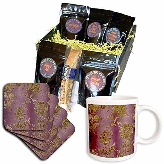 3dRose Pretty Pink and Image Of Gold Floral Pattern - C