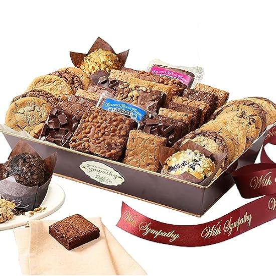 Broadway Basketeers Sympathy Wishes Gift Baskets, 44 Brownies and Cookies Individually Wrapped for Freshness. Assorted Topping and Flavors 271553735