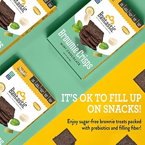 Bantastic Brownie Keto Snack, Mint Chocolate Crisps - Crunchy Thin, Naturally Sweet Sugar Free Brownies Snack, Gluten Free, Low Carb, Dairy Free, 3 Oz Ea (Pack of 6) 763219263