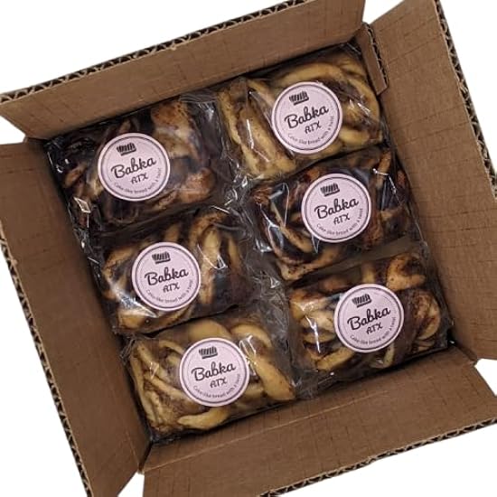 Babka ATX Handmade Mini Babkas- 2 Pecan, 2 Cinnamon & 2 Dark Chocolate - Authentic Holiday Babka Cakes for Delivery -Soft Traditional Jewish Cake with Delicious Fillings - No Preservatives - Made Fresh in Austin, TX [6 Pack] 83356205