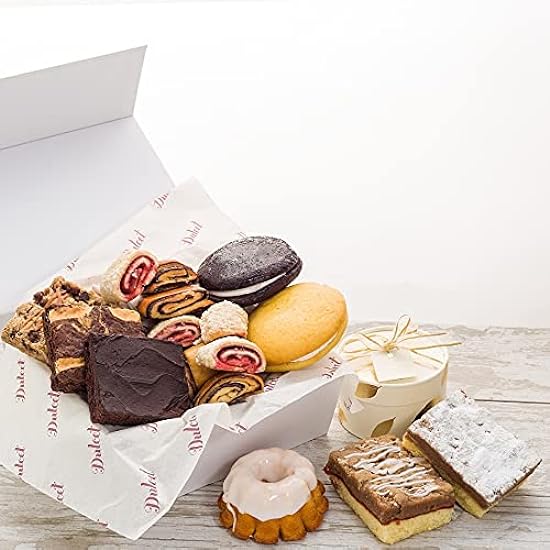 Gourmet Bakery Assortment Gift Box With Luxury Dusting Powder By Dulcet Gift Baskets- Handmade Freshly Baked Treats- Reusable White Gift Box With Variety Of Whoopee Pies, Brownies, Cake, Rugelach 469316118
