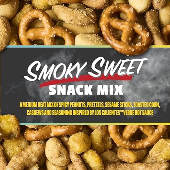 Snak Club x Hot Ones Smoky Sweet Snack Mix, Spicy Snack with Peanuts, Pretzels, Sesame Sticks, Toasted Corn & Cashews, Inspired by Hot Ones Hot Sauce, 10 oz Resealable Bag (6 Count) 8749066