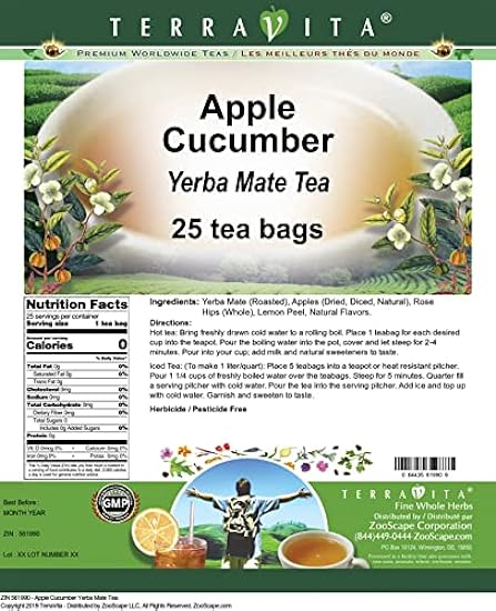 Apple Cucumber Yerba Mate Tea (25 tea bags, ZIN: 561990) - 3 Pack 517038553