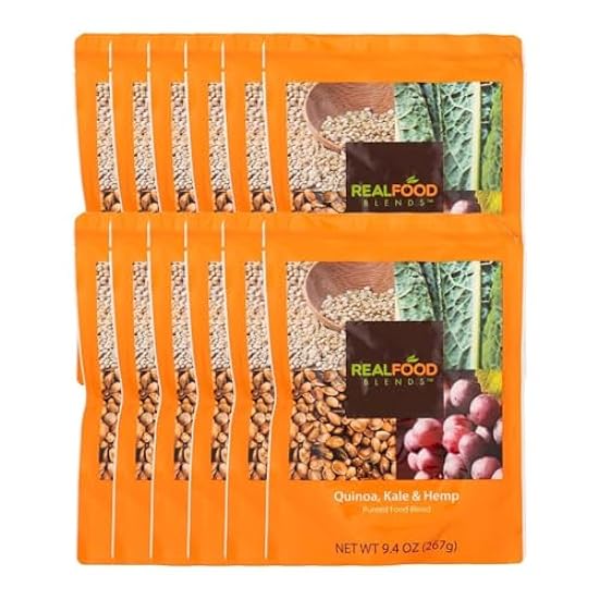 Real Food Blends Quinoa, Kale & Hemp - Pureed Food Meal for Feeding Tubes, 9.4 oz Pouch (Pack of 12 Pouches) 126892732