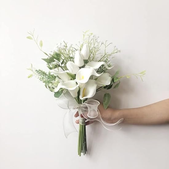 HXSCOO Bridesmaid Bouquet Calla Lilies White Tulip Wedd