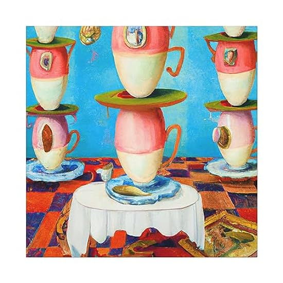 Tea Cups in Dreamland - Canvas 36″ x 36″ / Premium Gall