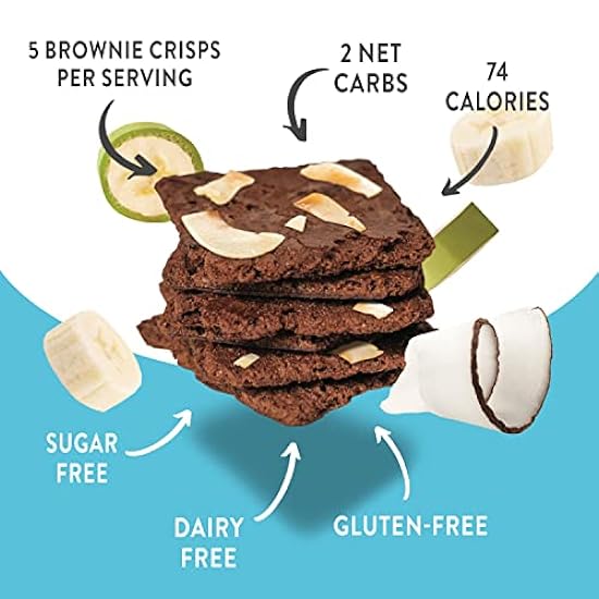 Bantastic Brownie Keto Snack, Coconut Crisps - Crunchy Thin, Naturally Sweet Sugar Free Brownies Snack with Coconut Chips, Gluten Free, Low Carb, Dairy Free, 3 Oz Ea (Pack of 6) 883992567