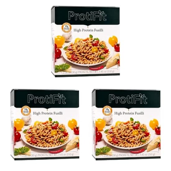 PROTIFIT - High Protein Fusilli Pasta 3 Pack, 18g Protein, Low Calorie, Low Carb, Low Fat, Sugar Free, Cholesterol Free, Ideal Protein Compatible, 7 Servings Per Box, (3 Pack) 793824839