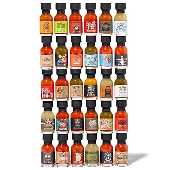 Thoughtfully Gourmet, Master Hot Sauce Collection Sampler Set, Flavors Include Garlic Herb, Apple Whiskey and More, Gift Set of 30 359717381