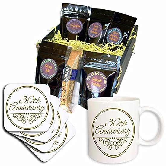 30th Celebration Gold Text - Coffee Gift Baskets by 3dR