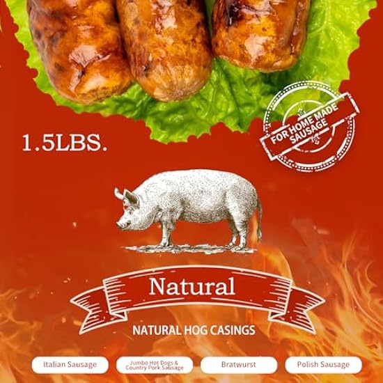 1.5lbs 100% Natural Hog Casings for Home Make Sausage, 