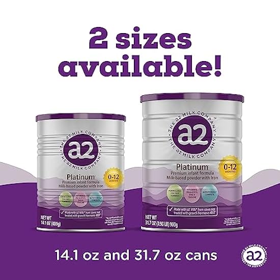 a2 Platinum Premium Infant Formula for Babies 0-12 Months | Milk-based Powder with Iron | Nutritionally Complete | Vitamin E, Prebiotics, DHA, Choline – 31.7- oz Can 362537628