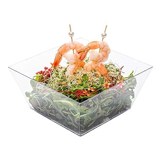 Restaurantware 18 Ounce Plastic Square Bowls, 25 Medium Square Plastic Serving Bowls - Recyclable, Crack-Resistant, Clear Plastic Square Disposable Bowls, Durable, For Parties Or Catering Events 478234730
