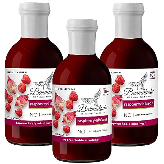 Barmalade Cocktail Mixer | Raspberry-Hibiscus | All Natural Premium | Make Craft Cocktails and Mocktails at Home | Party Pack Drink Mixer Set 3 x 10oz Makes 30+ Drinks 965706170