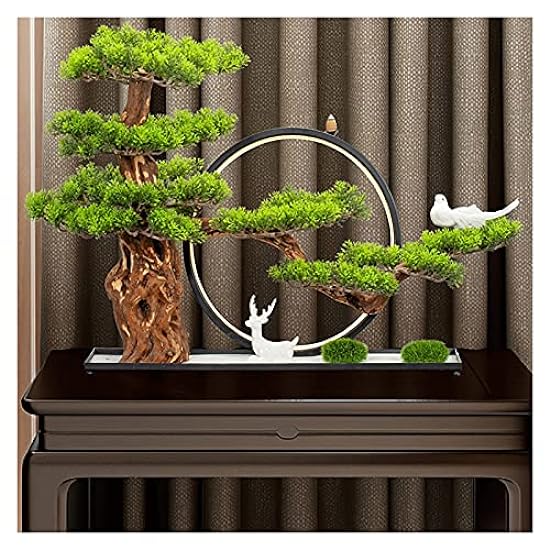 Large Artificial Bonsai Tree 17 Inches Artificial Bonsai Tree，Faux Pine Ornaments with Luminous Lamp Rings，Fake Plants Bonsai Pine Tree for Decoration Desktop Display Fake Bonsai Decor 165165394