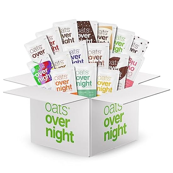 Oats Overnight - Ultimate Variety Pack High Protein, High Fiber Breakfast Shake - Gluten Free, Non GMO Oatmeal Strawberries & Cream, Green Apple Cinnamon & More (2.7oz per meal) (16 Pack) 337626106
