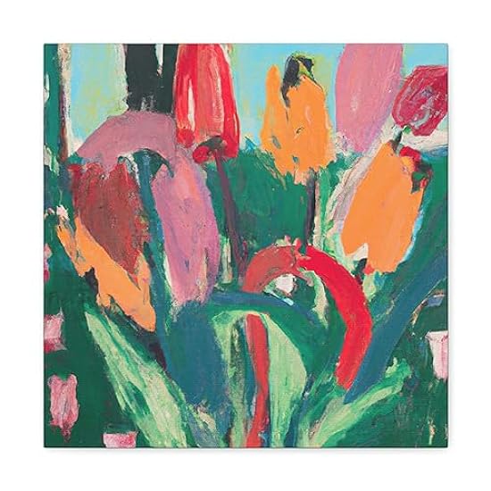 Tulip Symphony in Red - Canvas 16″ x 16″ / Premium Gall