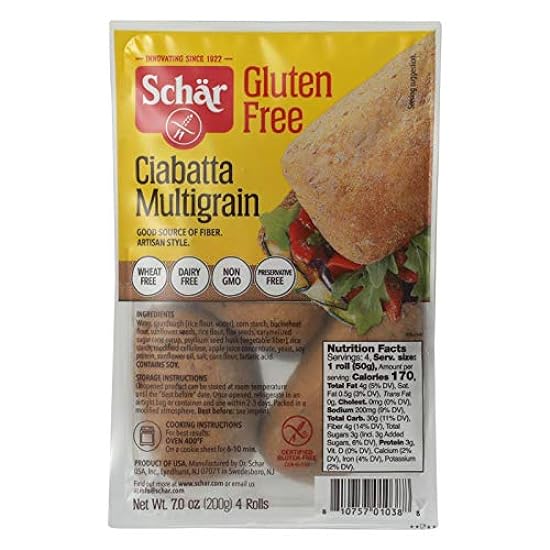 Schar Gluten Free Multigrain Ciabatta Rolls, 4 rolls,7 Ounce (Pack of 6) 633284724
