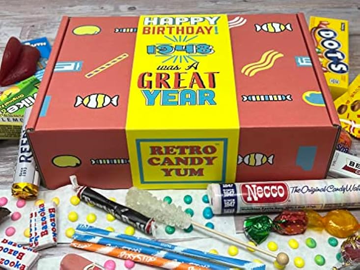 RETRO CANDY YUM ~ 1948 76th Birthday Gift Box Nostalgic Candy Mix from Childhood for 76 Year Old Man or Woman Born 1948 Jr 396542201