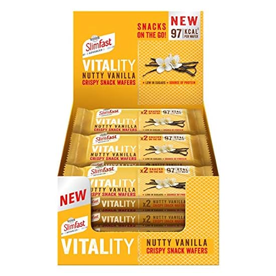 SlimFast Advanced Vitality Nutty Vanilla Crispy Snack Wafer, 39g x 12 392641691