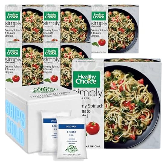 Salutem Vita - Healthy Choice Simply Steamers Creamy Spinach & Tomato Linguini Frozen Meal, 9 oz - Pack of 6 10114831