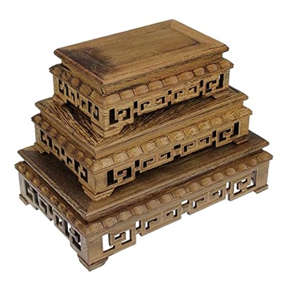 YUEYOULII Bonsai Base Wood Rectangular Delicate Texture Table Hollow Carved Stone Buddha Statue Base Small Coffee Table Decorative Ornaments (Size : Medium) 597049142
