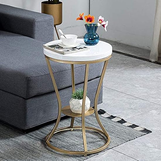 Escritorios WFF Nordic Metal Storage Table, Living Room Sofa Table, Marble Tabletop, Sturdy and Durable, Suitable for Living Room, Bedroom (Color : White) 980956762