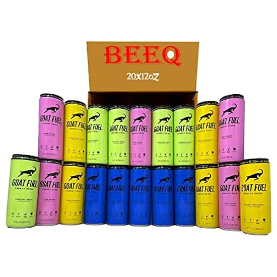 BEEQ Energy Drink, 4 Differen Flavors, Peach Pineapple,