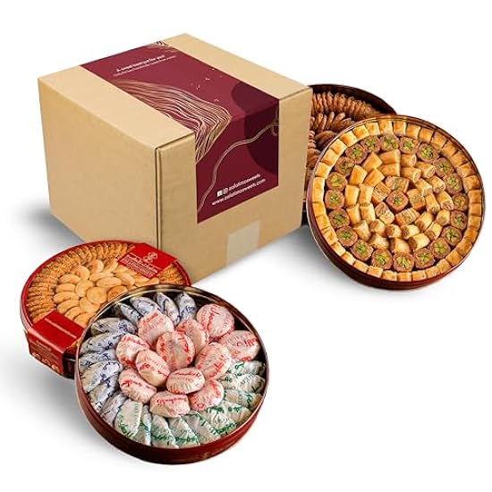 Zalatimo Sweets Since 1860 Cookies Gift Box, 100% Natural Slightly Sweet Shortbread Cookies Variety Pack, Assorted Cookies in Metal Gift Tin, Great for Christmas, Thanksgiving & Birthdays (Pack of 4) 481888211