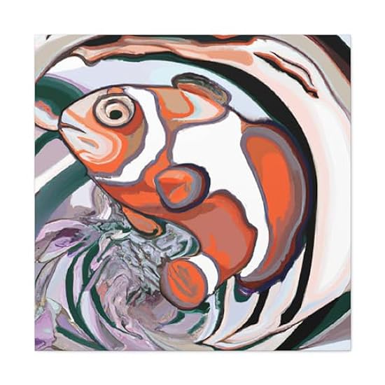 Clownfish Under Sea-glass - Canvas 30″ x 30″ / Premium 