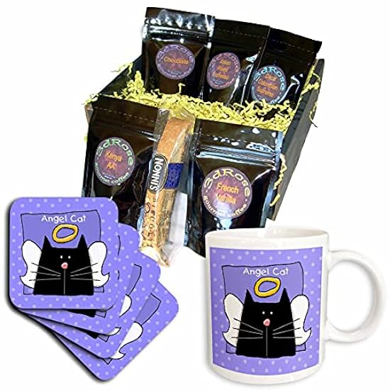 3dRose Angel Black Cat Cute Cartoon Pet Loss Memorial - Coffee Gift Baskets (cgb_36660_1) 558488572
