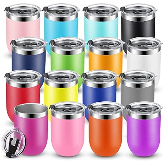 NIANWUDU 16 Packs Stainless Steel Tumblers with Lids, 1