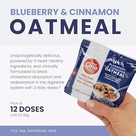 Step One Foods Blueberry Cinnamon Oatmeal, Heart Healthy Snack Plant Sterols, Omega 3´s and Dietary Fiber Gluten Free Vegan Oatmeal (12 Pack) 797649117