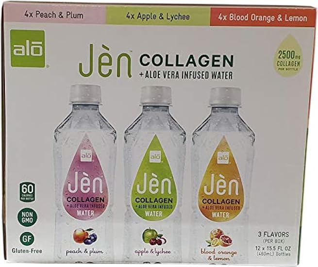 Jen Collagen & Aloe Vera Infused Water Variety Pack Of 12/15.5 Fl Ounce Net Wt 186 Fl Ounce 398760272