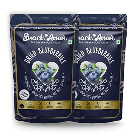 SnackAmor Dried Blueberry, NON - GMO, High Antioxidant, Great for Salad, Ready To Eat Super food, Healthy Diet Snacks (Pack of 2) 338922888