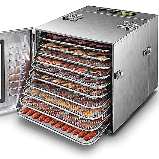 Septree 10 Trays Food Dehydrator for Jerky, Usable Area up to 17ft², 1000W Detachable Full Stainless Steel Dryer Machine, up to 194℉ Temperature, for Meat, Fruit, Beef, Herbs, and Pet Food 589445462