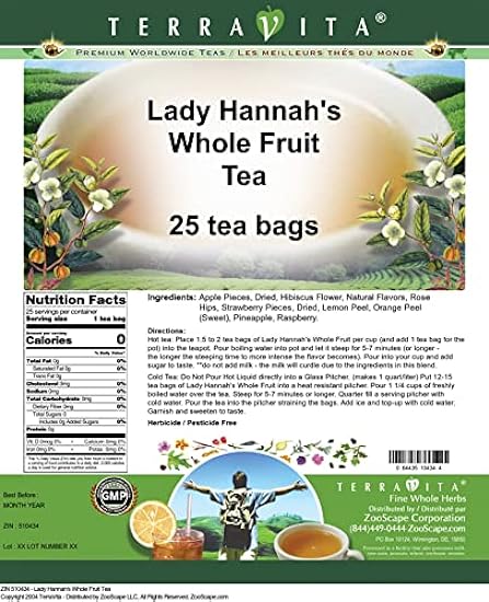 Lady Hannah´s Whole Fruit Tea (25 tea bags, ZIN: 510434) - 2 Pack 911285255