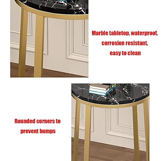 Escritorios WFF Round Modern Elegant Side Table/Coffee Table, Living Room Bedroom Sofa Table, Metal, Marble -40x40x60 cm (Color : B) 619289960