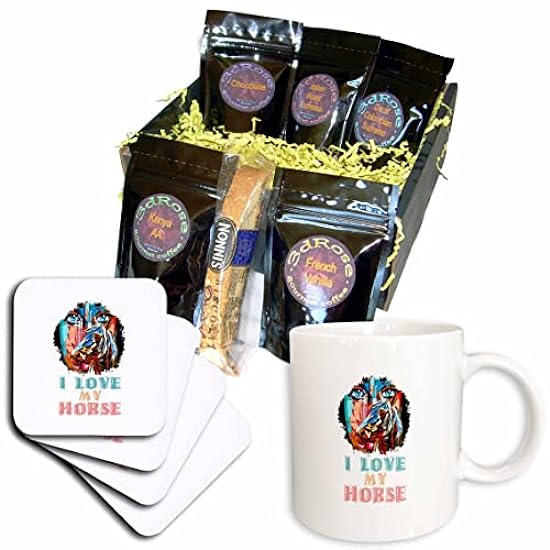 3dRose A girl, woman face and a horse - I love my horse... - Coffee Gift Baskets (cgb-370907-1) 37979399