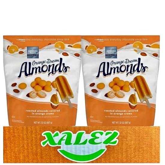 (2 PACK) Edward Marc Orange Dream Almonds, (2) 32oz bags + XALEZ TM Gift Box 59224112