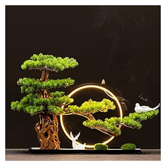 Large Artificial Bonsai Tree 17 Inches Artificial Bonsai Tree，Faux Pine Ornaments with Luminous Lamp Rings，Fake Plants Bonsai Pine Tree for Decoration Desktop Display Fake Bonsai Decor 165165394